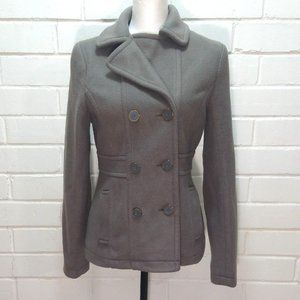 South Pole Gray Button Down Lined Collared Pea Coat Jacket Women's Size Medium